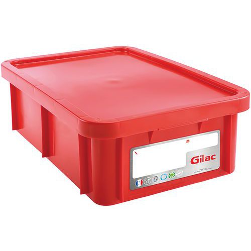 HACCP Contenitore rettangolare da 25 litri con coperchio - GILAC- rosso,