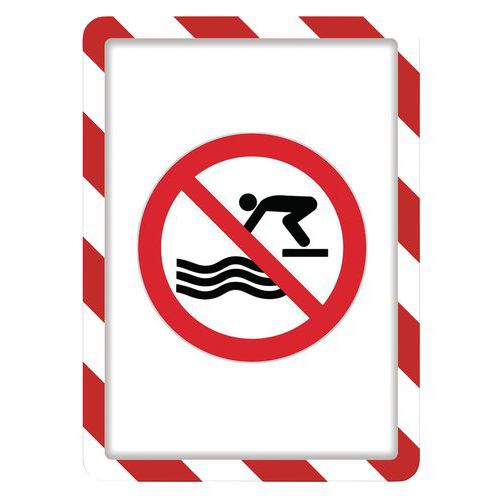 Cornice Magneto di sicurezza adesiva A4 rosso/bianco,