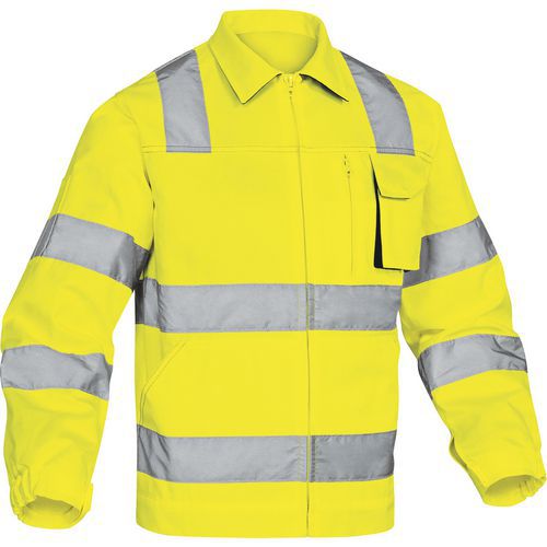 Giacca da lavoro alta visibilità mach2 in cotone / poliestere - Giallo fluo-Grigio -  Taglia : 3XL,