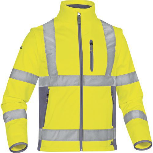 Giacca softshell poliestere / elastane con 3 strati laminati - Giallo fluo-Grigio -  Taglia : L,