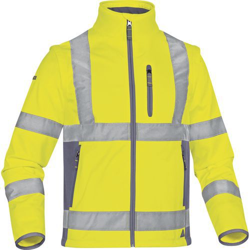 Giacca softshell poliestere / elastane con 3 strati laminati - Giallo fluo-Grigio -  Taglia : M,