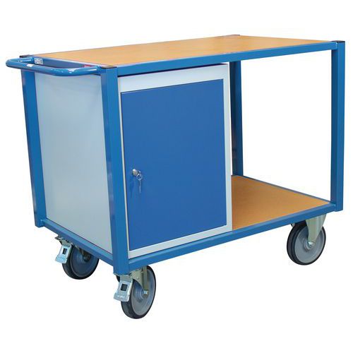 Carrello a 2 ripiani con un armadietto - Portata 500kg,
