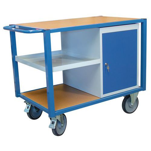 Carrello con 3 ripiani e 1 armadietto - Portata 500 kg,