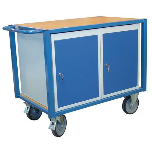 Carrello con 1 ripiano e 2 armadietti - Portata 500 kg,