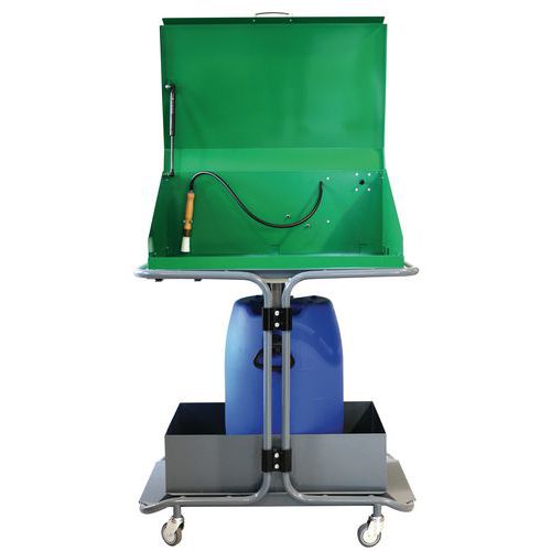 Fontana di sgrassatura mobile 60 L con pompa pneumatica,