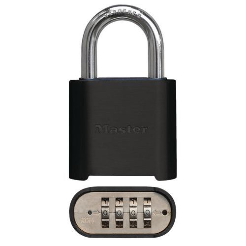 Lucchetto a combinazione reimpostabile nero zinco - staffa in acciaio temprato Nero,
