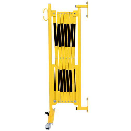 Barriera allungabile giallo/nero rotelle fiss a muro L:3,6m,