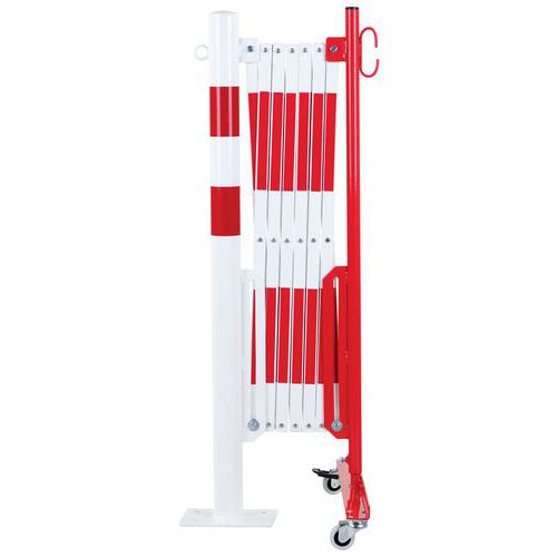 barriera allungabile rosso-bianco 3,6m paletto Ø60mm rotelle,