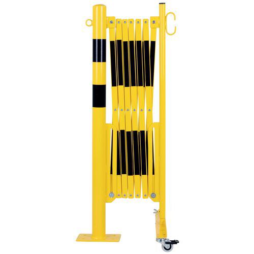 barriera allungabile giallo-nero 3,6m paletto Ø60mm rotelle,