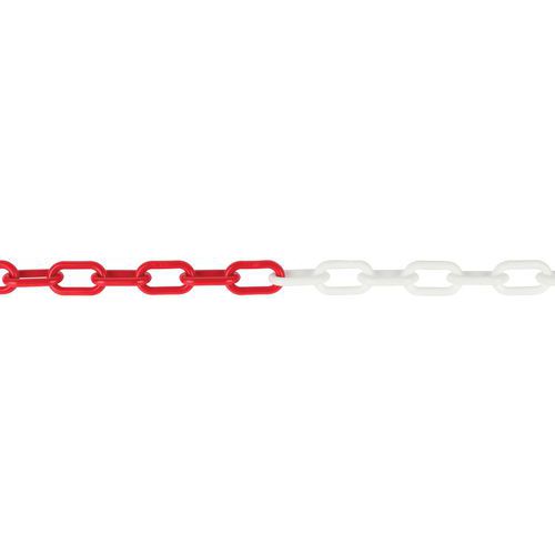 Catena in plastica da 25m rosso/bianco,