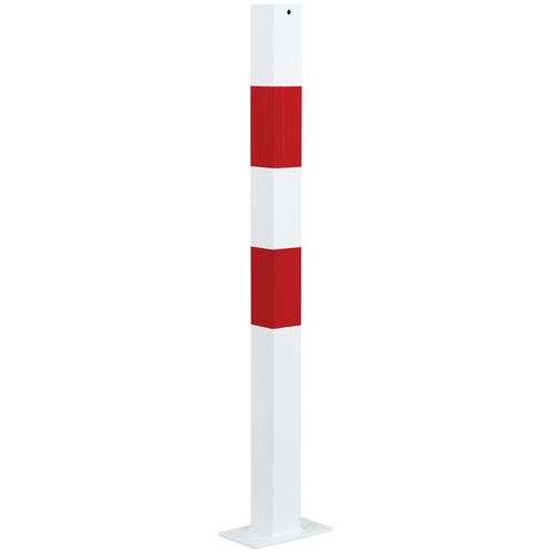 Paletto quadrato fiss su piastra, 70x70, 1000mm rosso-bianco,