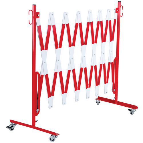 Barriera allungabile rosso/bianco con rotelle lunghezza 4 m,