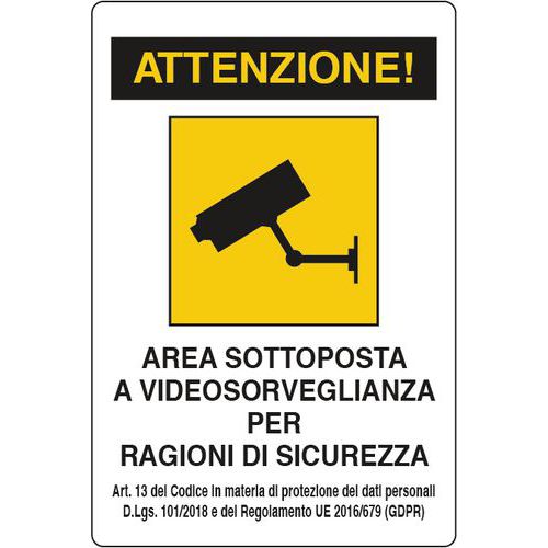 Adesivo Attenzione Videosorveglianza – 20 Varianti – Made In Germany