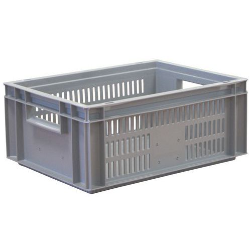 Contenitore impilabile, fondo pieno, pareti forate, 15L,