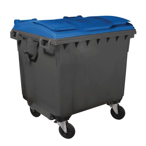 Cassonetto per rifiuti con 4 rotelle - 1100 L - Mobil Plastic - Corpo grigio e coperchio blu,
