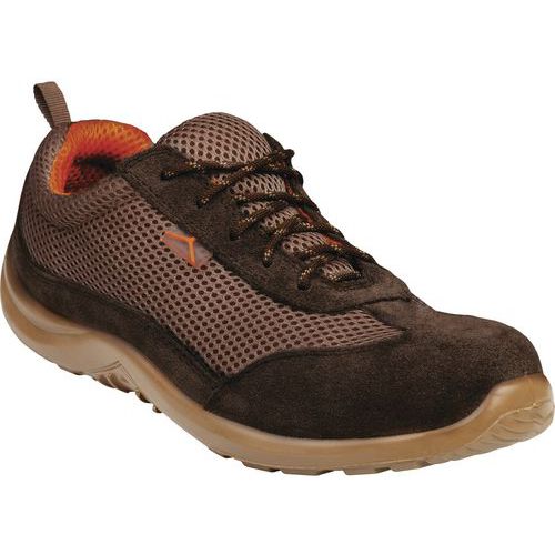 Scarpa bassa pelle scamosciata e mesh - s1p src - Marrone-Beige -  Taglia : 47,
