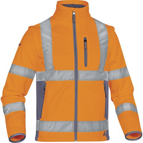 Giacca softshell poliestere / elastane con 3 strati laminati - Arancio fluo-Grigio -  Taglia : M,