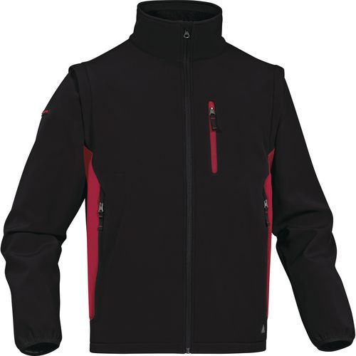 Giacca softshell poliestere / elastanne. maniche staccabili - Nero-Rosso -  Taglia : S,