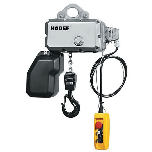 Paranco elettrico fisso con gancio a 2 bracci - Alzata 6 m - 1600 kg,