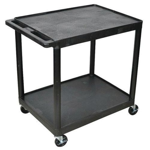Carrello in plastica riciclata nero 2 ripiani - Altezza 84 cm 180 kg,