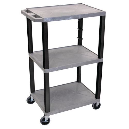 Carrello in plastica riciclata grigio 3 ripiani - Altezza 108 cm 180 kg,