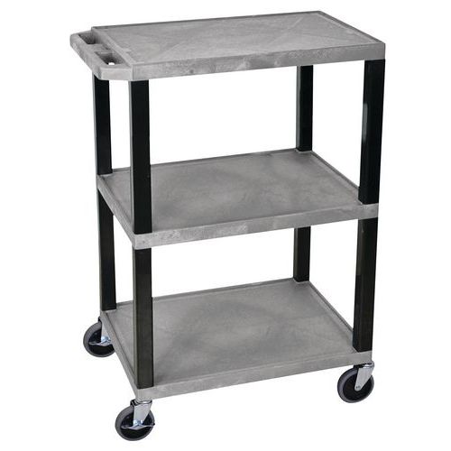 Carrello in plastica riciclata grigio 3 ripiani - Altezza 86 cm 180 kg,