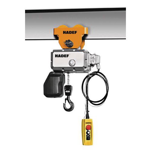 Paranco elettrico con carrello a spinta - Alzata 10 m - 1600 kg,