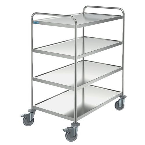 Carrello di servizio inox 4 ripiani 800x500 mm - Portata 150 kg,