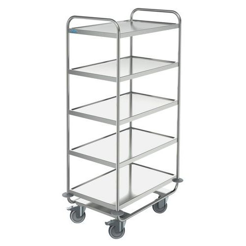 Carrello di servizio inox - 5 ripiani 1000x600 mm - Portata 200 kg,