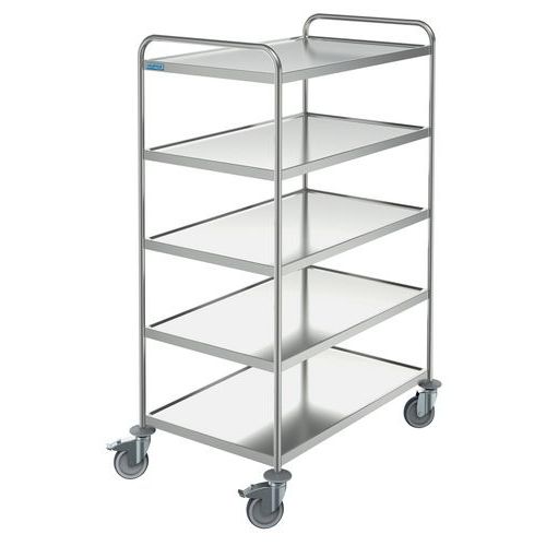 Carrello di servizio inox - 5 ripiani 800x500 mm - Portata 150 kg,