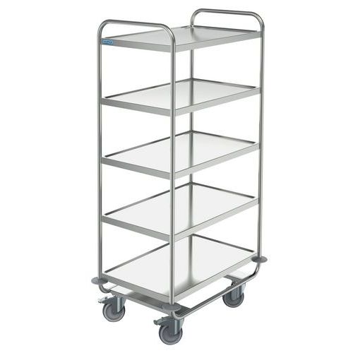 Carrello di servizio inox - 5 ripiani 800x500 mm - Portata 200 kg,
