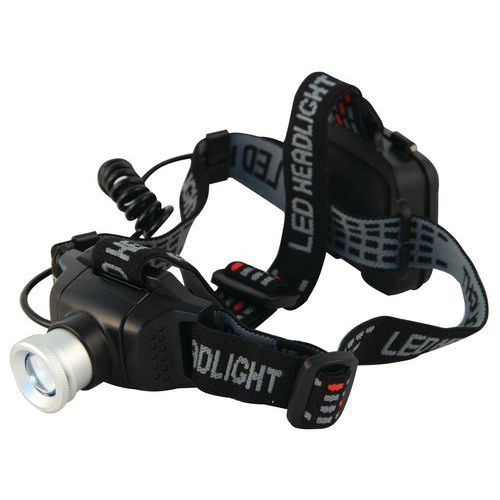 Torcia frontale a led 6W con funzione zoom,