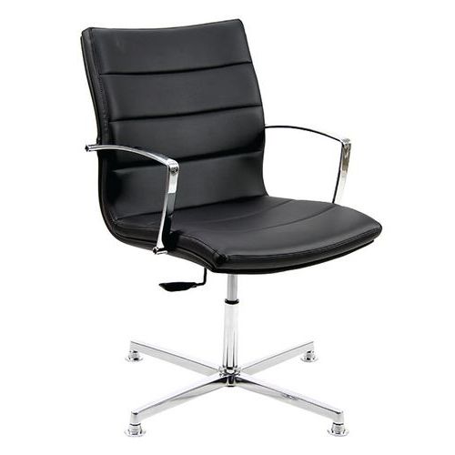 Sedia  Acquarius con braccioli nero pelle,