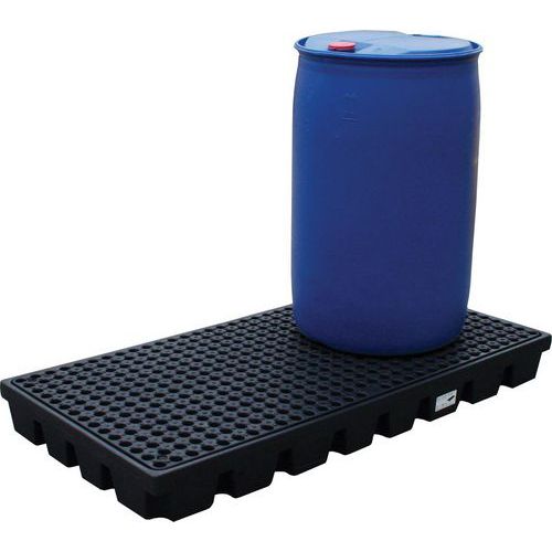 Piattaforma di ritenzione 2 fusti 120L nera con griglia,