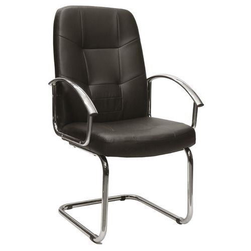 Sedia aur cromo  su slitta  leather nero,