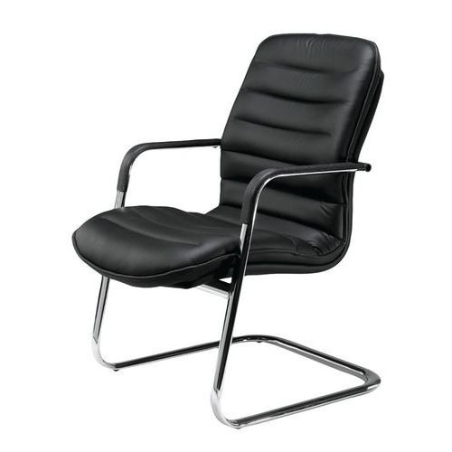 Sedia direz. Castor schien. fisso nero eco leather,