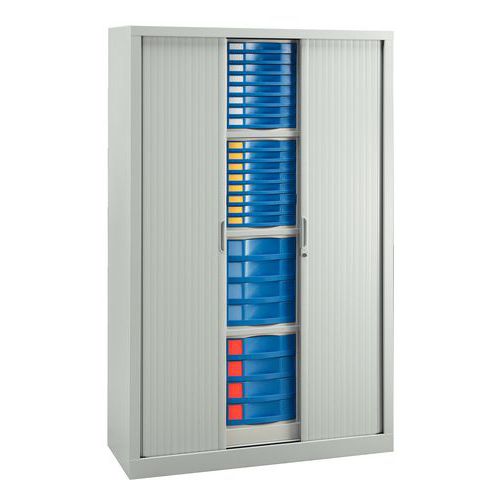 Armadi A Cassetti Con Serranda E 72 Cassetti Blu,