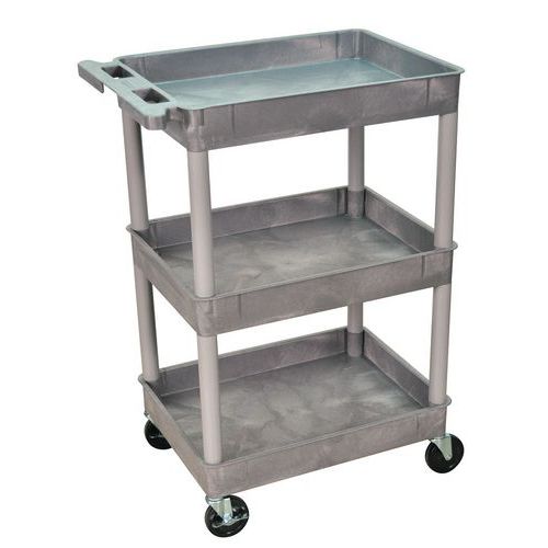 Carrello a ripiani plastica riciclata-3 ripiani-grigio-180kg,