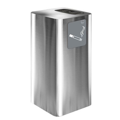 Pure posacenere esterno coperto in acciaio inox satinato,