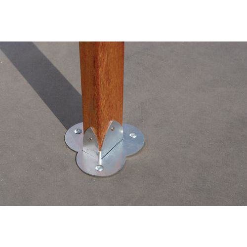 montante in legno con base metallica zincata