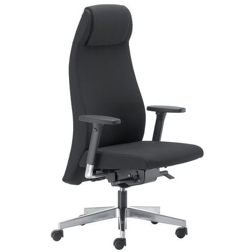 Sedia da ufficio ergonomica per uso continuo in tessuto nero,