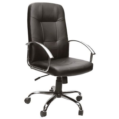 Poltrona Aur cromo  nero leather schienale alto,