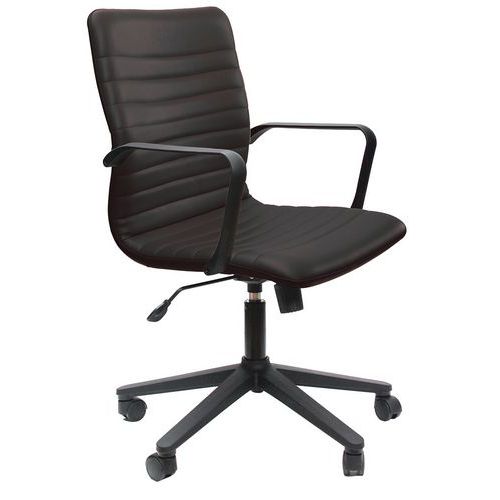 Sedia direz. girev.EUTERPE ECO LEATHER nero bracc. si,