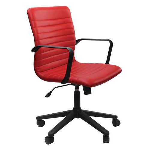 Sedia direz.girev. EUTERPE ECO LEATHER rosso bracc. si,