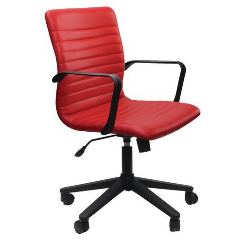 Sedia direz.girev. EUTERPE PELLE rosso bracc. si,