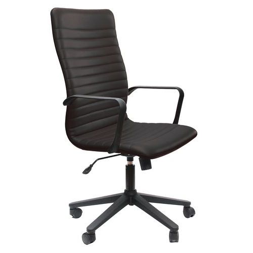 Sedia direz.girev. EUTERPE ECO LEATHER nero bracc. si,