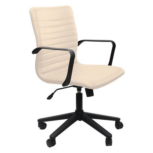 Sedia direz.girev. EUTERPE ECO LEATHER panna bracc. si,