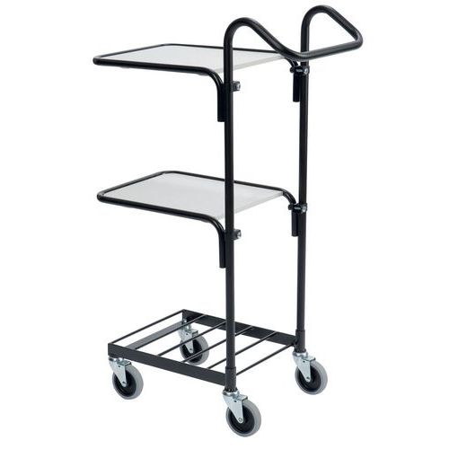 Mini carrello nero con cestello - 2 ripiani - Portata 50 kg,