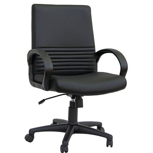 Sedia direz. Girev.Chorus nero eco leather base+bracc neri,