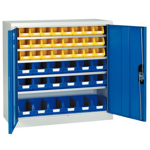 Armadio basso con ante + 12 contenitori da 3,5 L + 24 da 1 L,